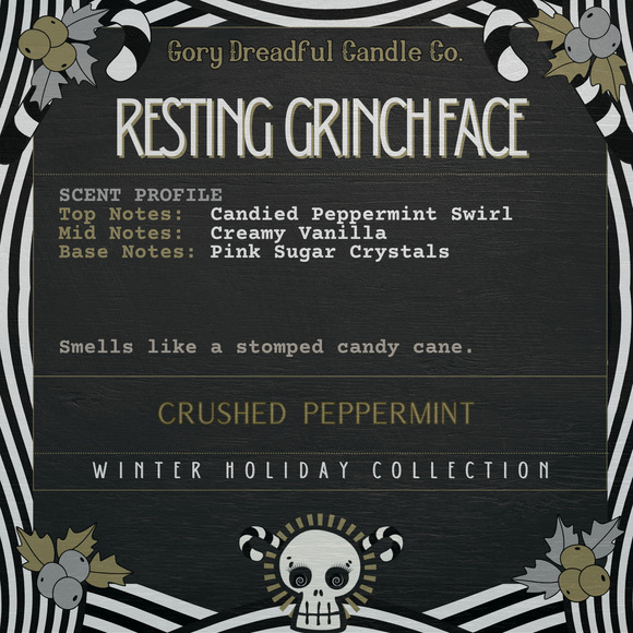 Resting Grinchface  Luxury Wickless Candle: Crushed Peppermint Scent - Picture 2 of 7